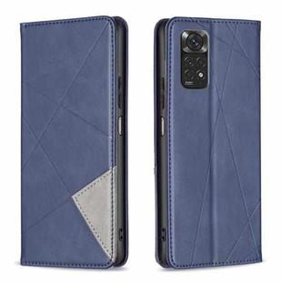 For Xiaomi Redmi Note 12S 4G / Note 11  Rhombus Texture Magnetic Leather Phone Case(Blue)