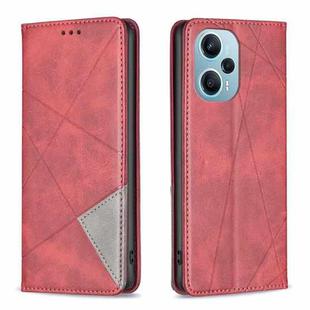 For Xiaomi Poco F5 5G / Redmi Note 12 Turbo Rhombus Texture Magnetic Leather Phone Case(Red)