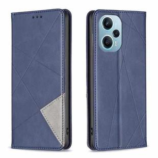 For Xiaomi Poco F5 5G / Redmi Note 12 Turbo Rhombus Texture Magnetic Leather Phone Case(Blue)