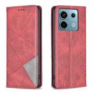 For Xiaomi Redmi Note 13 Pro 5G Rhombus Texture Magnetic Leather Phone Case(Red)