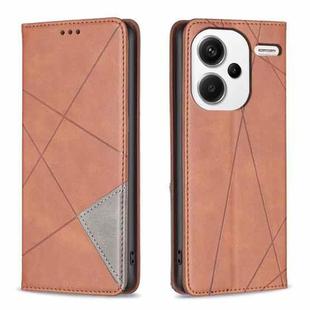 For Xiaomi Redmi Note 13 Pro+ 5G Rhombus Texture Magnetic Leather Phone Case(Brown)
