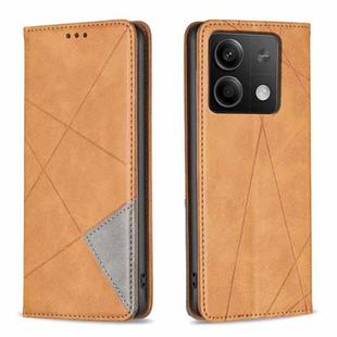 For Xiaomi Redmi Note 13 Rhombus Texture Magnetic Leather Phone Case(Yellow)