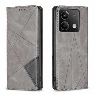 For Xiaomi Redmi Note 13 Rhombus Texture Magnetic Leather Phone Case(Grey)