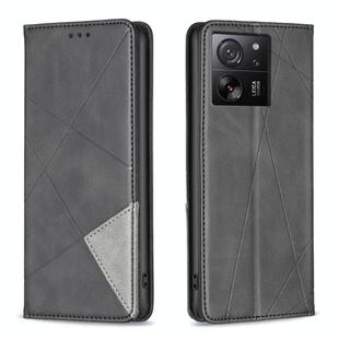 For Xiaomi 13T / 13T Pro / Redmi K60 Ultra Rhombus Texture Magnetic Leather Phone Case(Black)