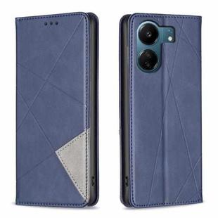 For Xiaomi Redmi 13C Rhombus Texture Magnetic Leather Phone Case(Blue)