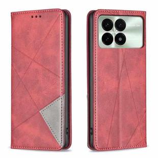 For Xiaomi Redmi K70 / K70 Pro Rhombus Texture Magnetic Leather Phone Case(Red)