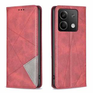 For Xiaomi Redmi Note 13 4G Global Rhombus Texture Magnetic Leather Phone Case(Red)