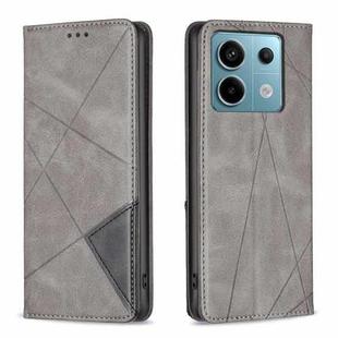 For Xiaomi Redmi Note 13 Pro 4G Global Rhombus Texture Magnetic Leather Phone Case(Grey)