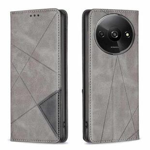 For Xiaomi Redmi A3 Rhombus Texture Magnetic Leather Phone Case(Grey)