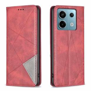 For Xiaomi Poco M6 Pro 4G Rhombus Texture Magnetic Leather Phone Case(Red)