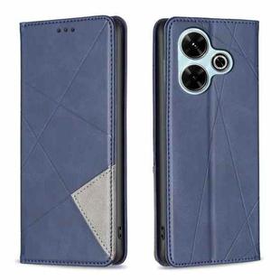 For Xiaomi Poco M6 4G / Redmi 13 4G Rhombus Texture Magnetic Leather Phone Case(Blue)