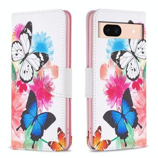 For Google Pixel 8A Colored Drawing Pattern Leather Phone Case(Butterflies)