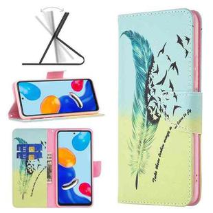 For For Xiaomi Redmi Note 12S 4G / Note 11 Colored Drawing Pattern Leather Phone Case(Feather)