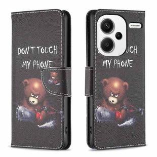 For Xiaomi Redmi Note 13 Pro+ Colored Drawing Pattern Leather Phone Case(Bear)