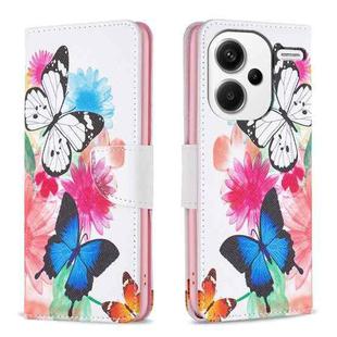 For Xiaomi Redmi Note 13 Pro+ Colored Drawing Pattern Leather Phone Case(Butterflies)