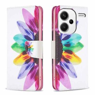 For Xiaomi Redmi Note 13 Pro+ Colored Drawing Pattern Leather Phone Case(Sun Flower)