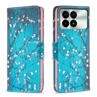 For Xiaomi Redmi K70 / K70 Pro Colored Drawing Pattern Leather Phone Case(Plum Blossom)