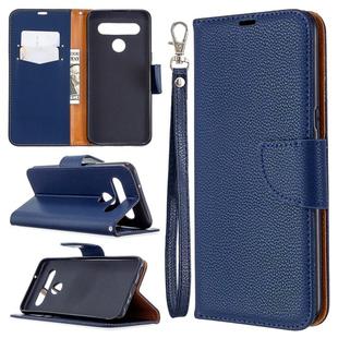 For LG K61 Litchi Texture Pure Color Horizontal Flip Leather Case with Holder & Card Slots & Wallet & Lanyard(Dark Blue)
