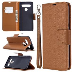 For LG K61 Litchi Texture Pure Color Horizontal Flip Leather Case with Holder & Card Slots & Wallet & Lanyard(Brown)