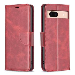 For Google Pixel 8a Lambskin Texture Pure Color Flip Leather Phone Case(Red)