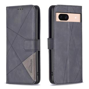 For Google Pixel 8a Magnetic Buckle Rhombus Texture Leather Phone Case(Black)