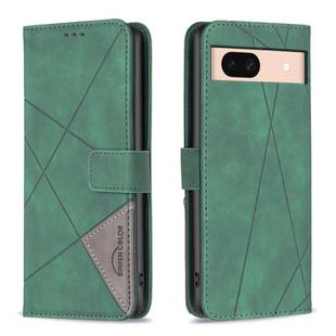 For Google Pixel 8a Magnetic Buckle Rhombus Texture Leather Phone Case(Green)