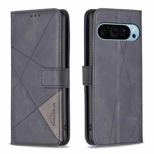 For Google Pixel 9 Magnetic Buckle Rhombus Texture Leather Phone Case(Black)