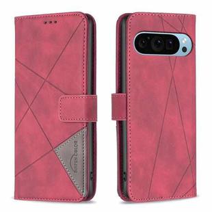 For Google Pixel 9 Pro Magnetic Buckle Rhombus Texture Leather Phone Case(Red)