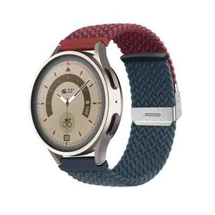 22mm Buckle Braided Nylon Watch Band(Wine Red Blue)