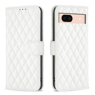 For Google Pixel 8a Diamond Lattice Wallet Leather Flip Phone Case(White)