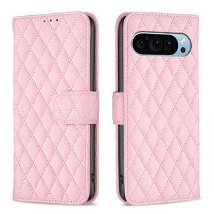 For Google Pixel 9 Pro Diamond Lattice Wallet Leather Flip Phone Case(Pink)