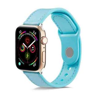 For Apple Watch Series 8&7 41mm / SE 2&6&SE&5&4 40mm / 3&2&1 38mm Single Buckle TPU+ Genuine Leather Watch Band(Light Blue)
