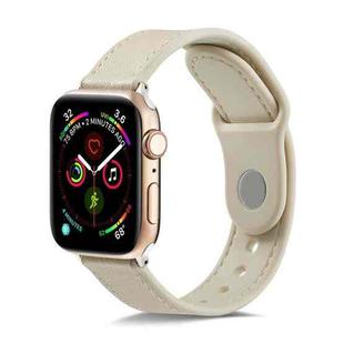 For Apple Watch Series 7 41mm / 6 & SE & 5 & 4 40mm / 3 & 2 & 1 38mm Single Buckle TPU+ Genuine Leather Watchband(Creamy White)