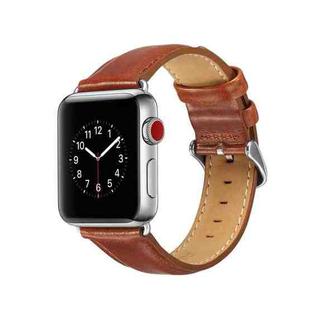For Apple Watch Series 7 41mm / 6 & SE & 5 & 4 40mm / 3 & 2 & 1 38mm Crazy Horse Texture Top-grain Leather Watch Band(Light Brown)