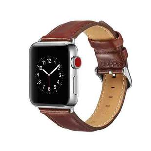 For Apple Watch Series 7 41mm / 6 & SE & 5 & 4 40mm / 3 & 2 & 1 38mm Crazy Horse Texture Top-grain Leather Watch Band(Dark Brown)