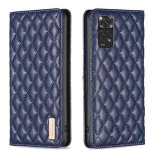 For Xiaomi Redmi Note 12S 4G / Note 11 Diamond Lattice Magnetic Leather Flip Phone Case(Blue)