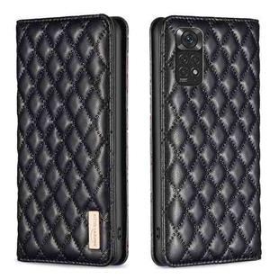 For Xiaomi Redmi Note 12S 4G / Note 11 Diamond Lattice Magnetic Leather Flip Phone Case(Black)