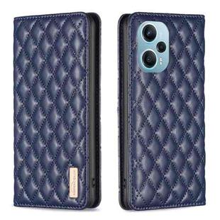 For Xiaomi Poco F5 5G / Redmi Note 12 Turbo Diamond Lattice Magnetic Leather Flip Phone Case(Blue)