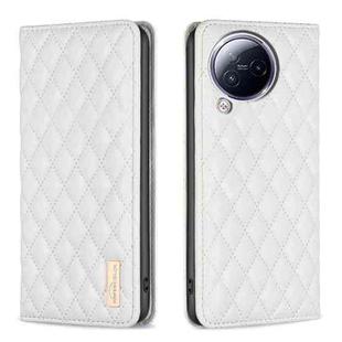 For Xiaomi Civi 3 5G Diamond Lattice Magnetic Leather Flip Phone Case(White)