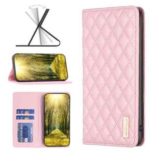 For Xiaomi Redmi 12 4G Diamond Lattice Magnetic Leather Flip Phone Case(Pink)