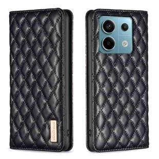 For Xiaomi Redmi Note 13 Pro 5G Diamond Lattice Magnetic Leather Flip Phone Case(Black)
