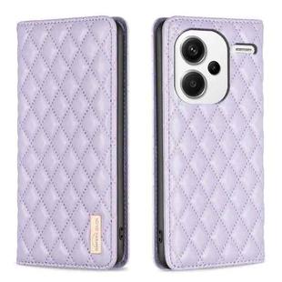 For Xiaomi Redmi Note 13 Pro+ 5G Diamond Lattice Magnetic Leather Flip Phone Case(Purple)