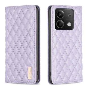 For Xiaomi Redmi Note 13 Diamond Lattice Magnetic Leather Flip Phone Case(Purple)