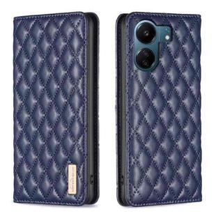 For Xiaomi Redmi 13C Diamond Lattice Magnetic Leather Flip Phone Case(Blue)