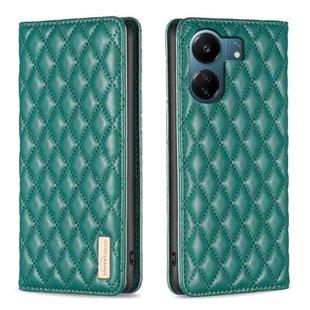 For Xiaomi Redmi 13C Diamond Lattice Magnetic Leather Flip Phone Case(Green)