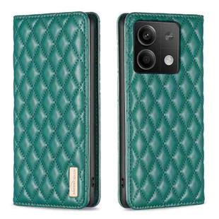 For Xiaomi Redmi Note 13 4G Global Diamond Lattice Magnetic Leather Flip Phone Case(Green)