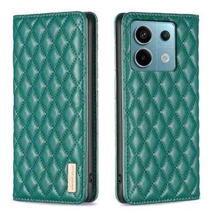 For Xiaomi Redmi Note 13 Pro 4G Global Diamond Lattice Magnetic Leather Flip Phone Case(Green)