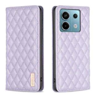 For Xiaomi Redmi Note 13 Pro 4G Global Diamond Lattice Magnetic Leather Flip Phone Case(Purple)