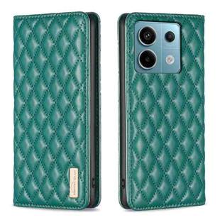 For Xiaomi Poco M6 Pro 4G Diamond Lattice Magnetic Leather Flip Phone Case(Green)