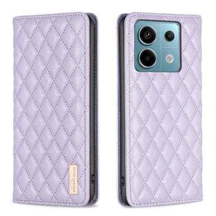 For Xiaomi Poco M6 Pro 4G Diamond Lattice Magnetic Leather Flip Phone Case(Purple)